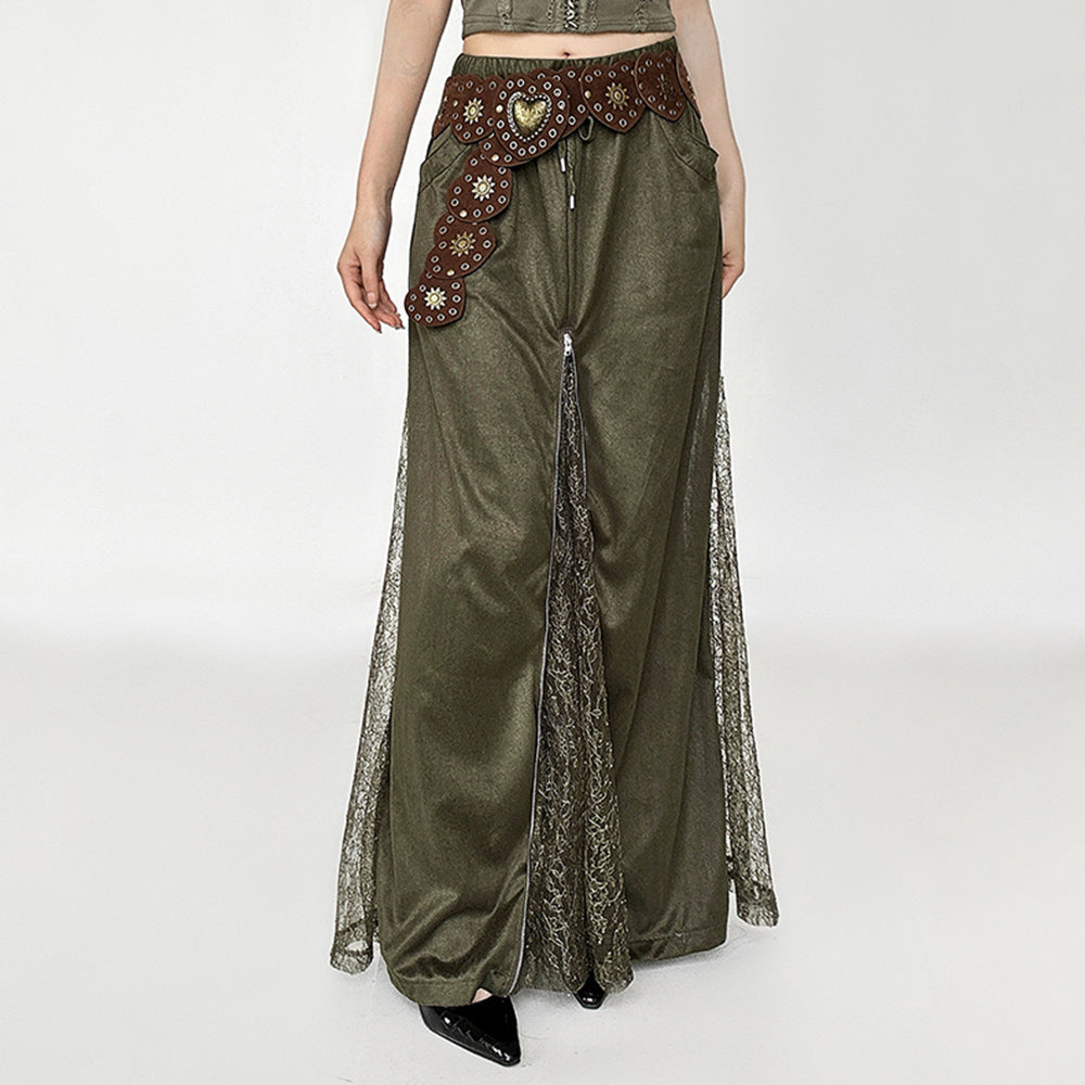 VILZSTUDIOS Lace-slit maxi skirt from VILZSTUDIOS