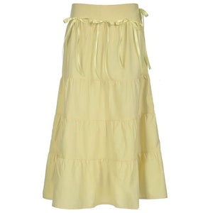 VILZSTUDIOS Whimsical layered maxi skirt in pastel yellow
