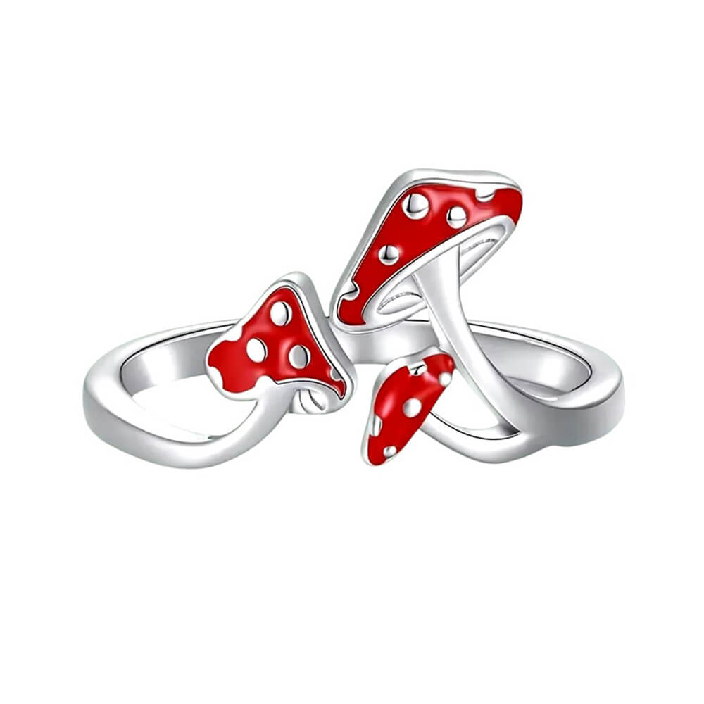 VILZSTUDIOS Whimsical silver mushroom adjustable ring