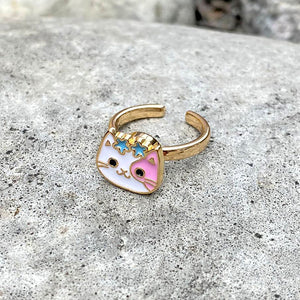 VILZSTUDIOS Pastel cat anxiety ring with spinning design