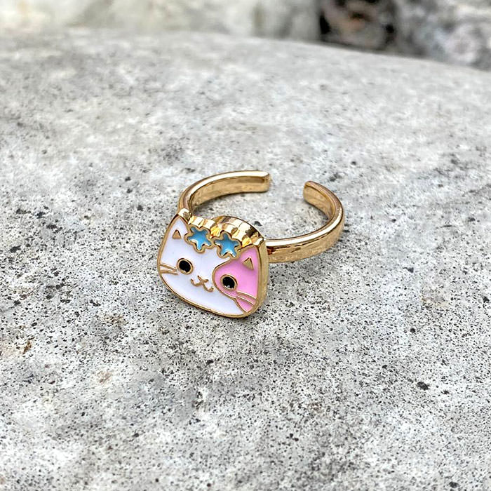 VILZSTUDIOS Pastel cat anxiety ring with spinning design