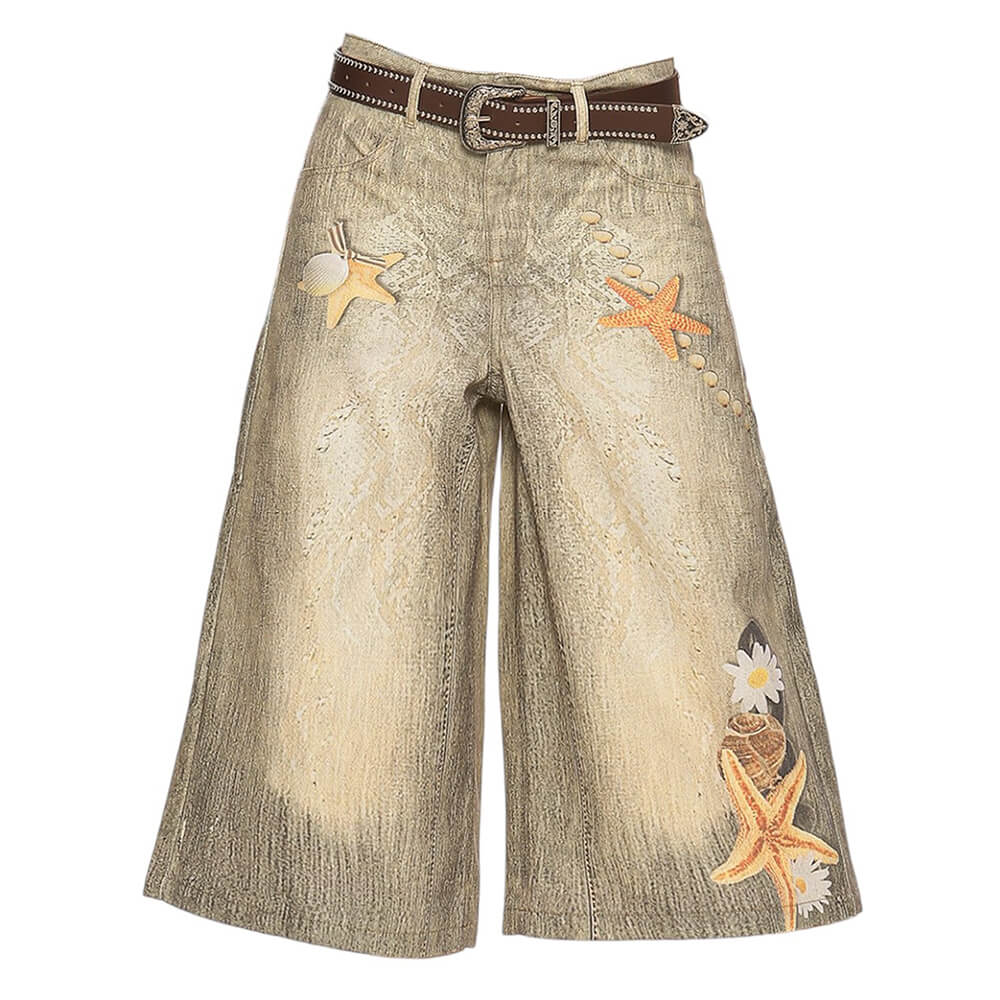 VILZSTUDIOS Wide-leg culottes with unique embroidery and prints