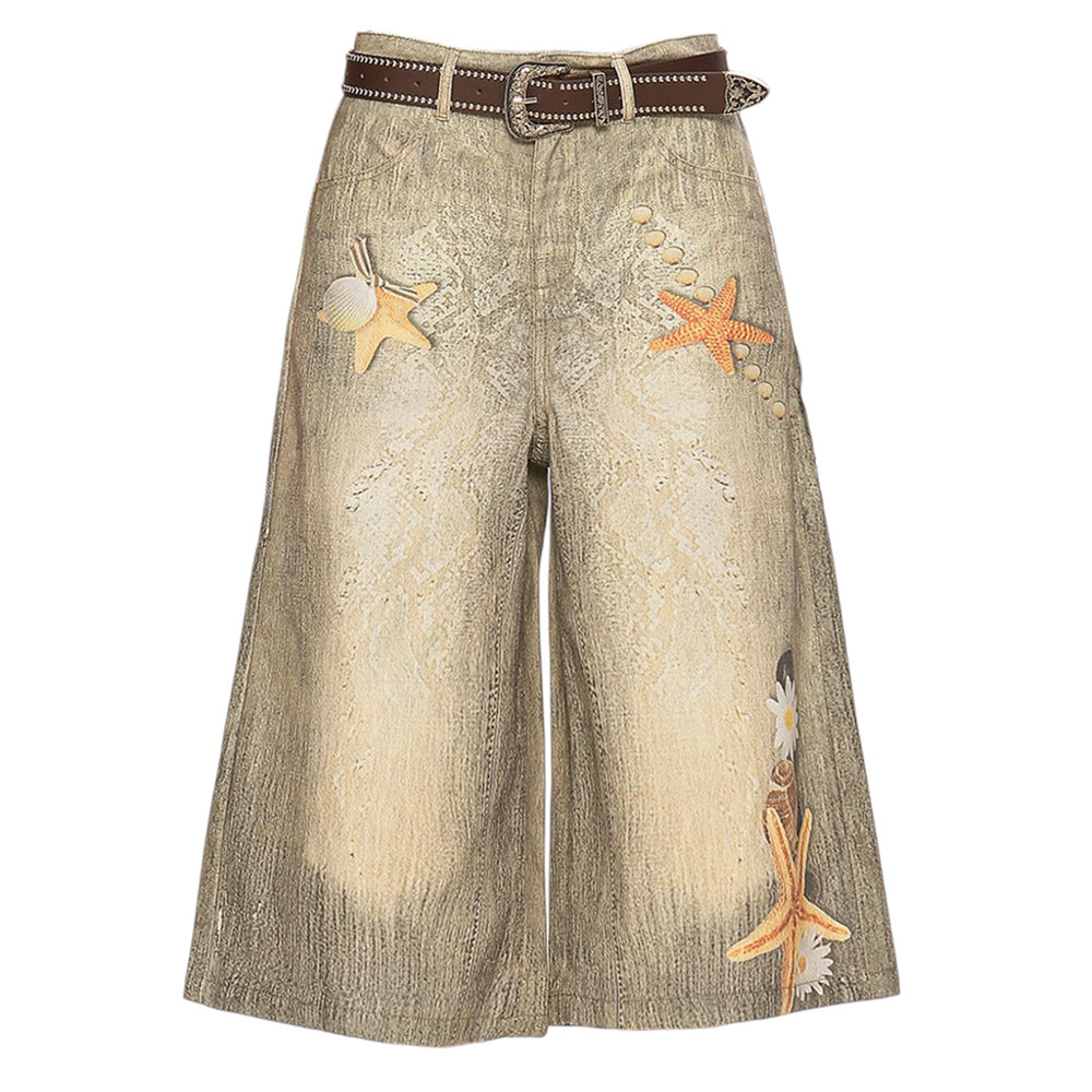 VILZSTUDIOS Wide-leg culottes with unique embroidery and prints