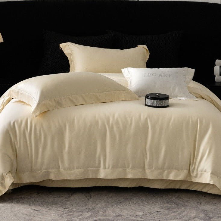 VILZSTUDIOS champagne taupe, blush pink, and silver gray duvet cover set with wide flange borders