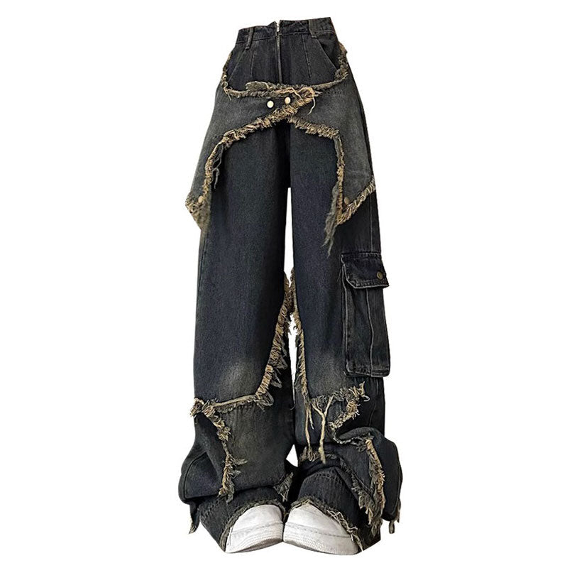 VILZSTUDIOS Wide leg denim jeans with star detailing