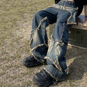 VILZSTUDIOS Wide leg denim jeans with star detailing