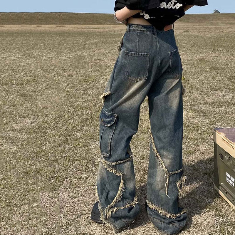 VILZSTUDIOS Wide leg denim jeans with star detailing