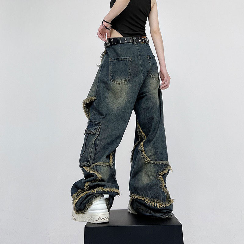 VILZSTUDIOS Wide leg denim jeans with star detailing