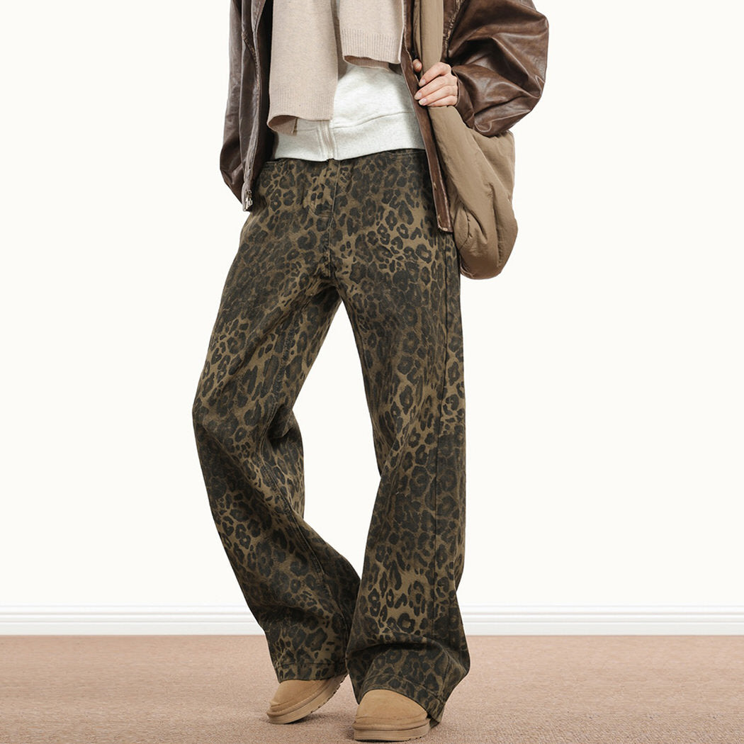VILZSTUDIOS Leopard print wide-leg jeans from VILZSTUDIOS