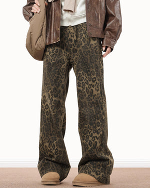 VILZSTUDIOS Leopard print wide-leg jeans from VILZSTUDIOS