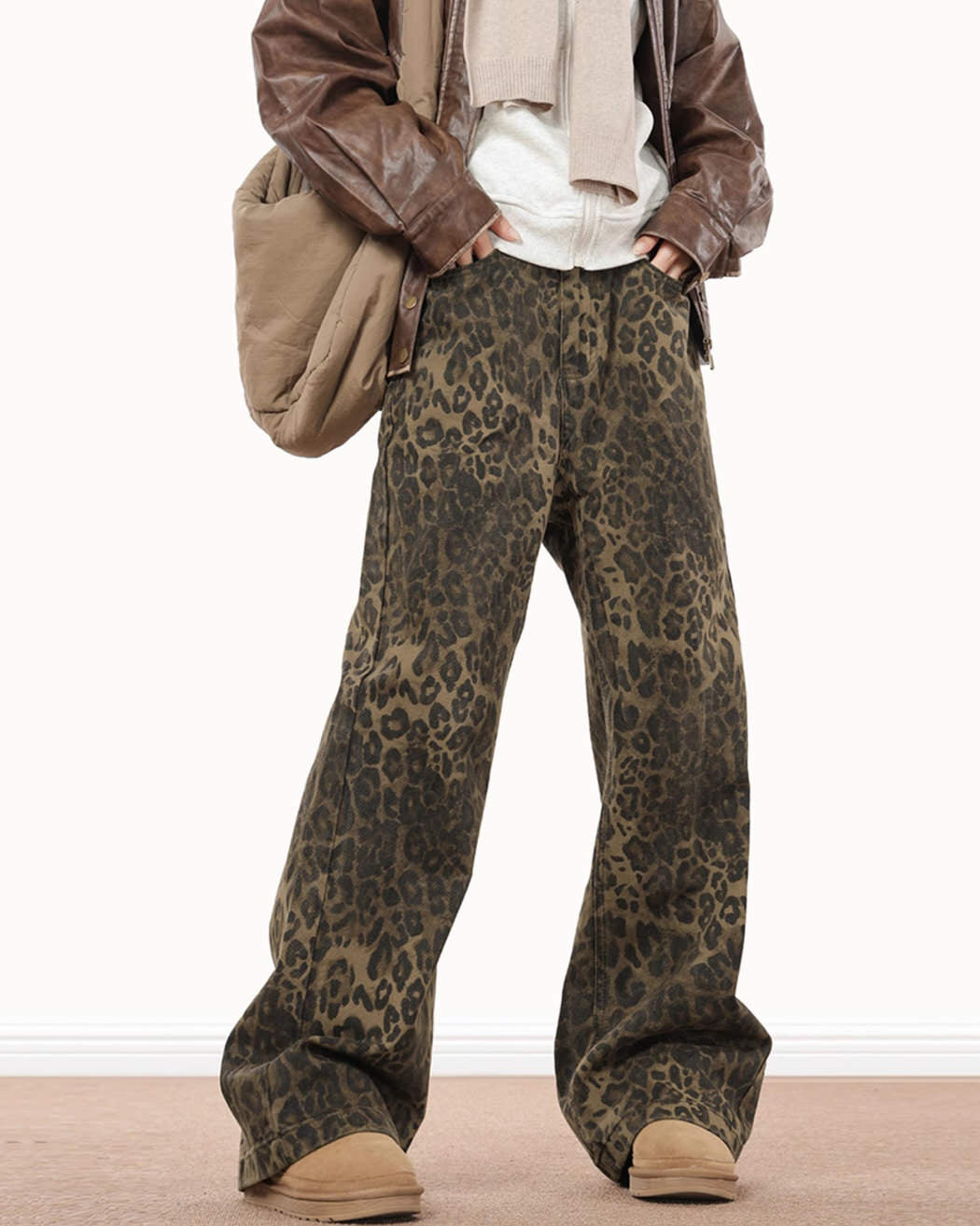 VILZSTUDIOS Leopard print wide-leg jeans from VILZSTUDIOS