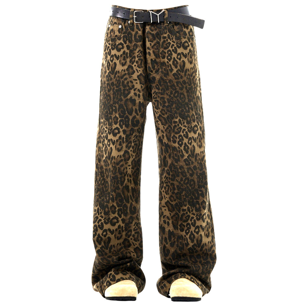 VILZSTUDIOS Wide-leg jeans with leopard print design