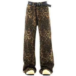 VILZSTUDIOS Wide-leg jeans with leopard print design