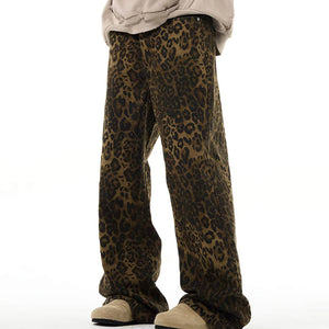 VILZSTUDIOS Wide-leg jeans with leopard print design