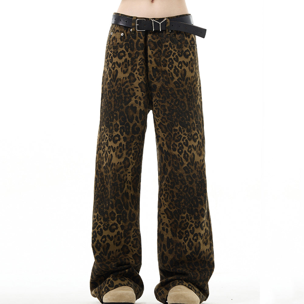 VILZSTUDIOS Wide-leg jeans with leopard print design