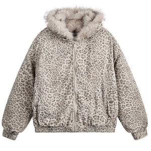 VILZSTUDIOS Leopard print jacket with faux fur detailing