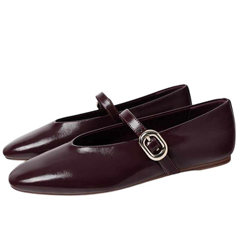 VILZSTUDIOS Stylish wine red strappy ballet flats