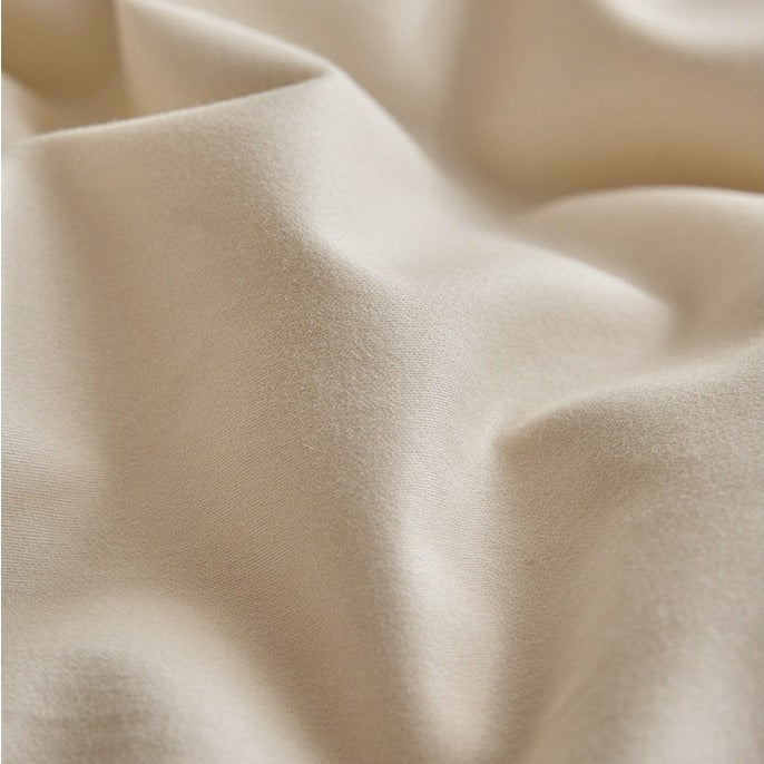 VILZSTUDIOS neutral two-tone reversible duvet cover set with wooden button pillowcases