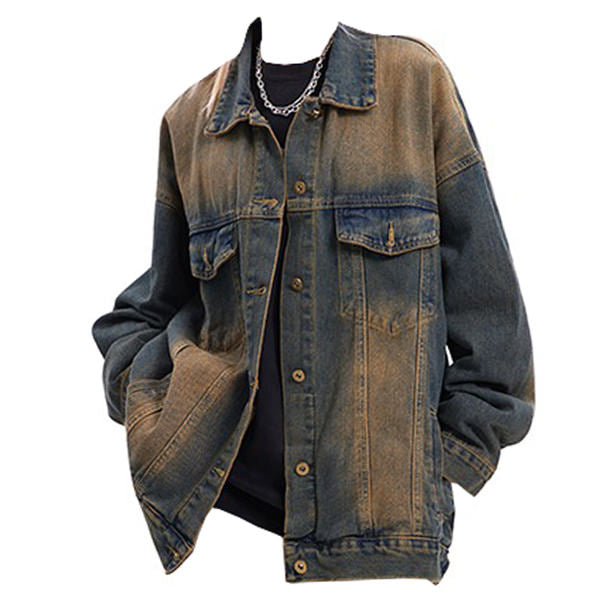 VILZSTUDIOS Oversized denim jacket in worn brown color