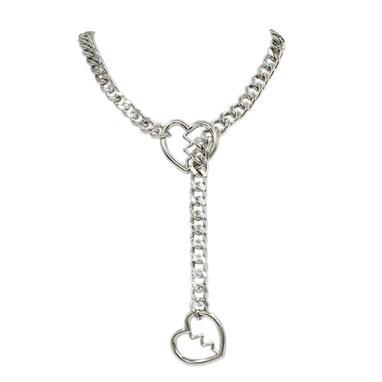 VILZSTUDIOS Silver chain necklace with broken heart rings