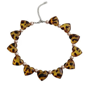 VILZSTUDIOS Stylish choker necklace with heart and leopard print design