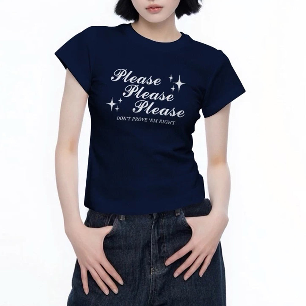 VILZSTUDIOS Trendy Y2K Baby cropped graphic tee with printed quote