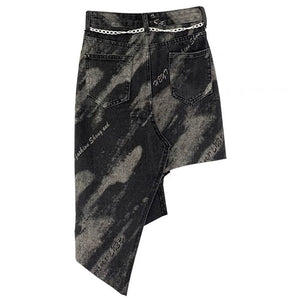 VILZSTUDIOS Y2K bleached black denim asymmetrical skirt