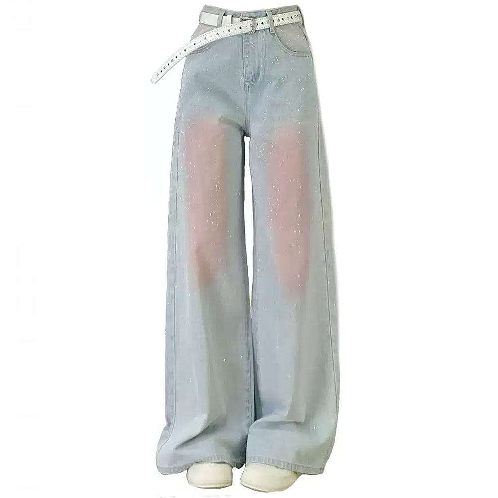 VILZSTUDIOS Y2K blush sparkle wide-leg jeans