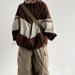 VILZSTUDIOS Brown oversized bomber jacket for streetwear fashion