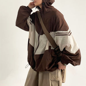 VILZSTUDIOS Brown oversized bomber jacket for streetwear fashion