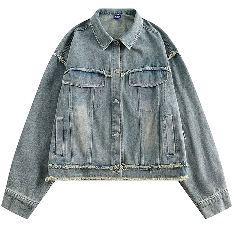 VILZSTUDIOS Oversized denim jacket with butterfly patch design