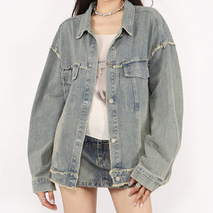VILZSTUDIOS Oversized denim jacket with butterfly patch design