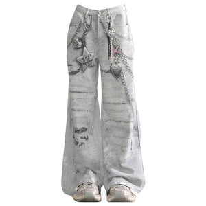 VILZSTUDIOS Y2K chain graphic wide jeans
