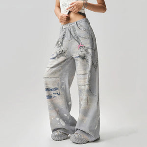 VILZSTUDIOS Y2K chain graphic wide jeans