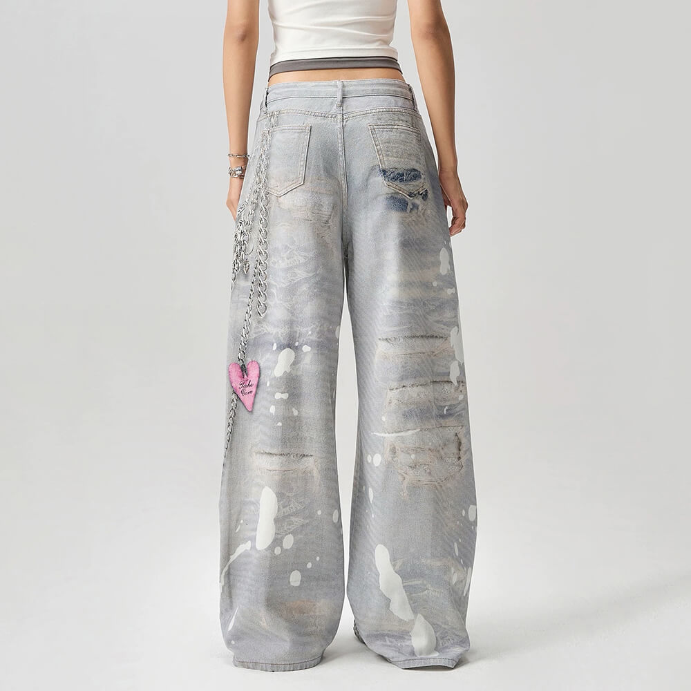 VILZSTUDIOS Y2K chain graphic wide jeans