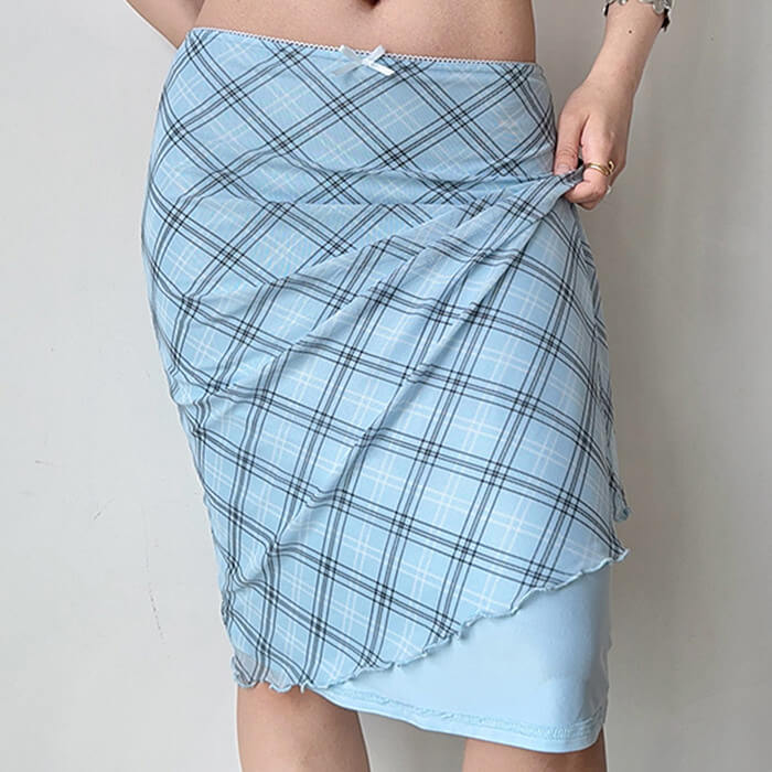 VILZSTUDIOS Y2K plaid midi skirt