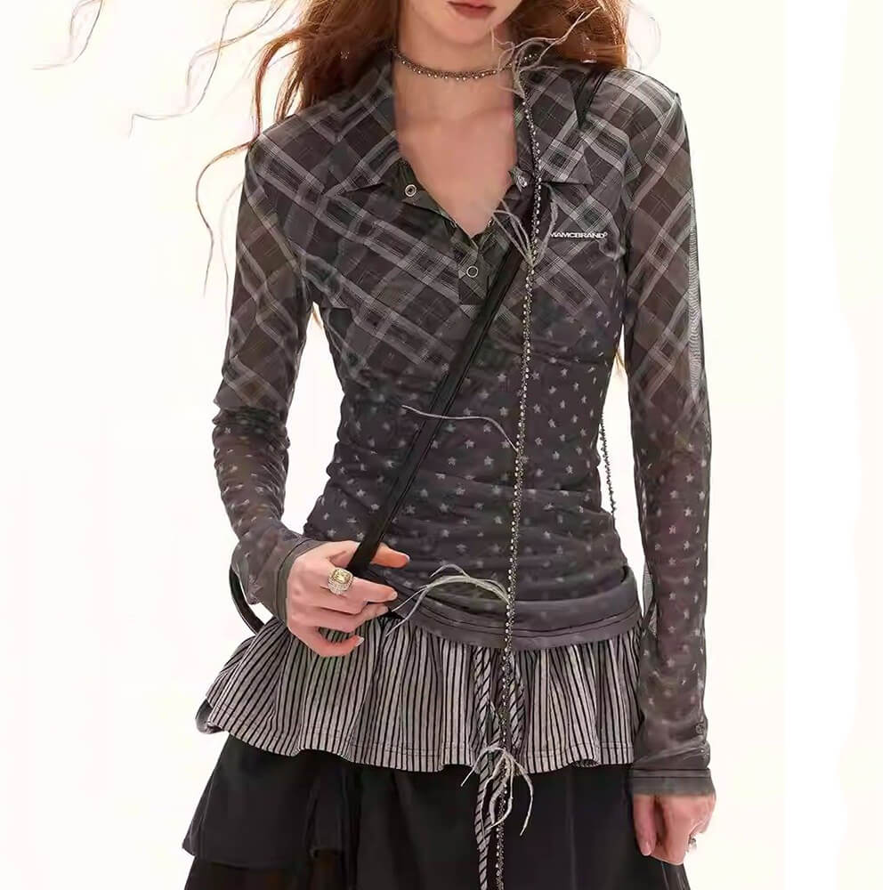 VILZSTUDIOS Y2K checkered tailored shirt from VILZSTUDIOS