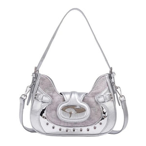 VILZSTUDIOS Chic mini shoulder bag with silver design and oval buckle