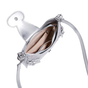 VILZSTUDIOS Chic mini shoulder bag with silver design and oval buckle