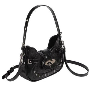 VILZSTUDIOS Chic mini shoulder bag with silver design and oval buckle