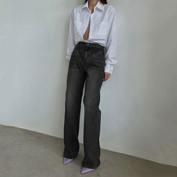VILZSTUDIOS Stylish wide leg jeans for streetwear fashion