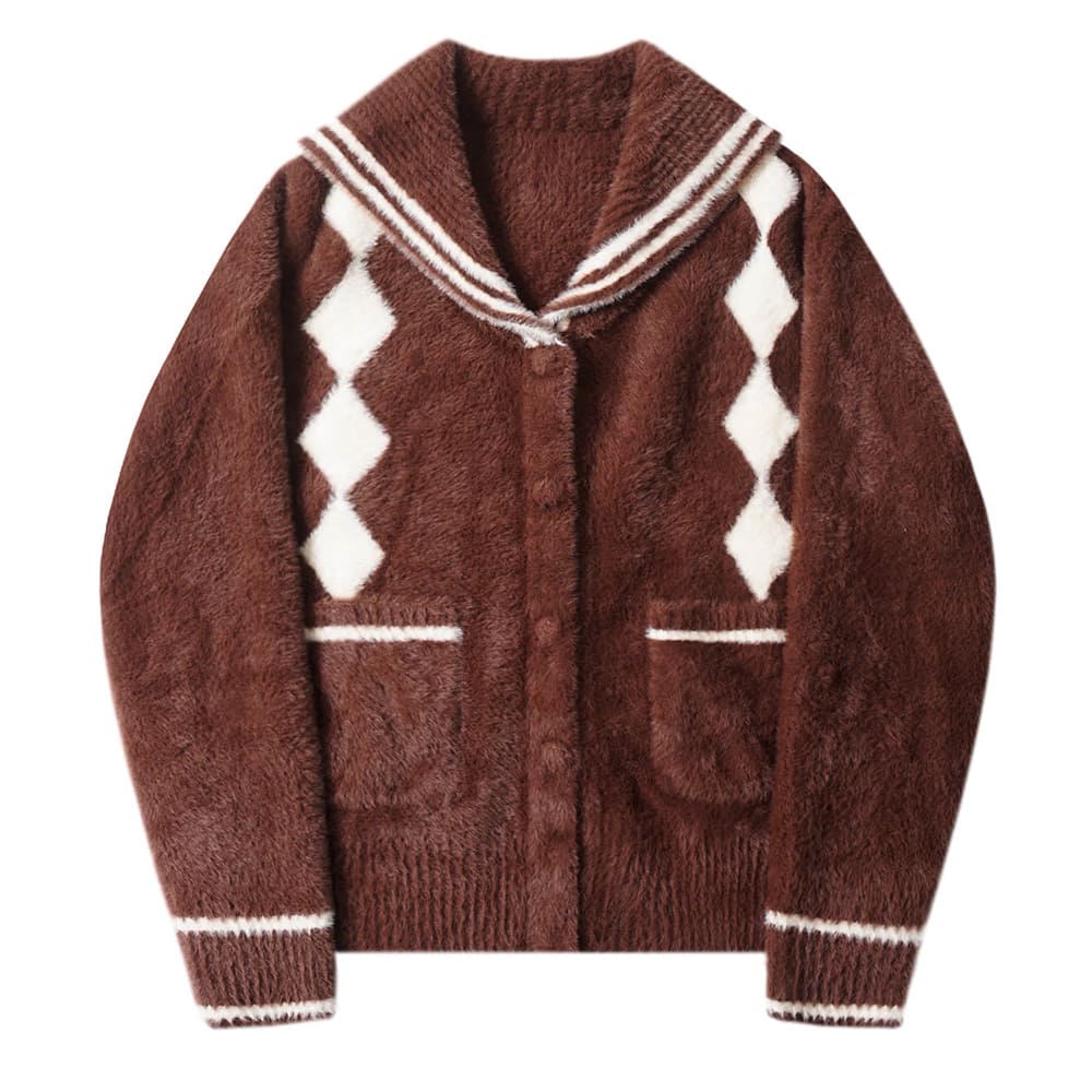 VILZSTUDIOS Cozy argyle cardigan from VILZSTUDIOS