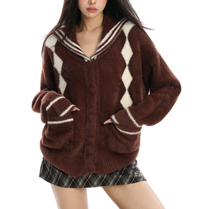 VILZSTUDIOS Cozy argyle cardigan from VILZSTUDIOS