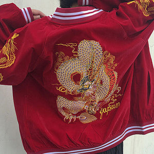 VILZSTUDIOS Y2K dragon embroidered bomber jacket