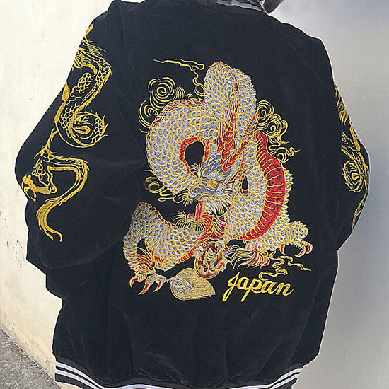 VILZSTUDIOS Y2K dragon embroidered bomber jacket