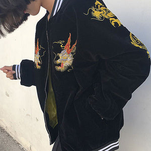 VILZSTUDIOS Y2K dragon embroidered bomber jacket
