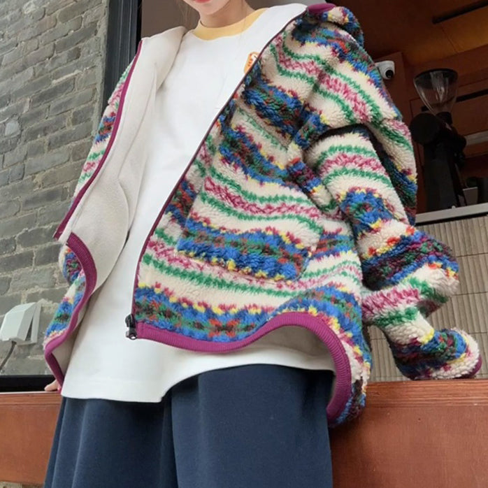 VILZSTUDIOS Stylish multicolor zip-up jacket with oversized sleeves