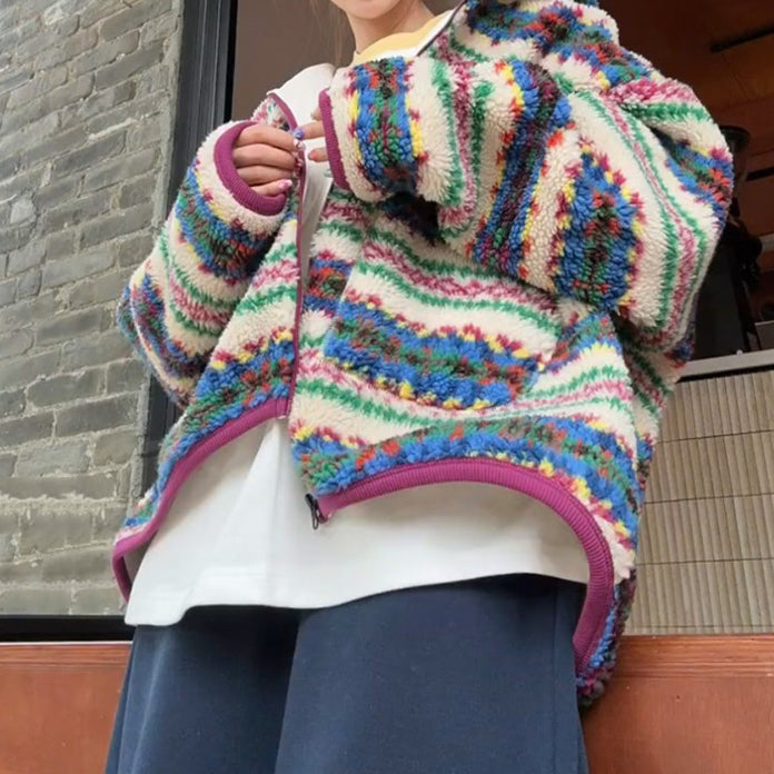 VILZSTUDIOS Stylish multicolor zip-up jacket with oversized sleeves