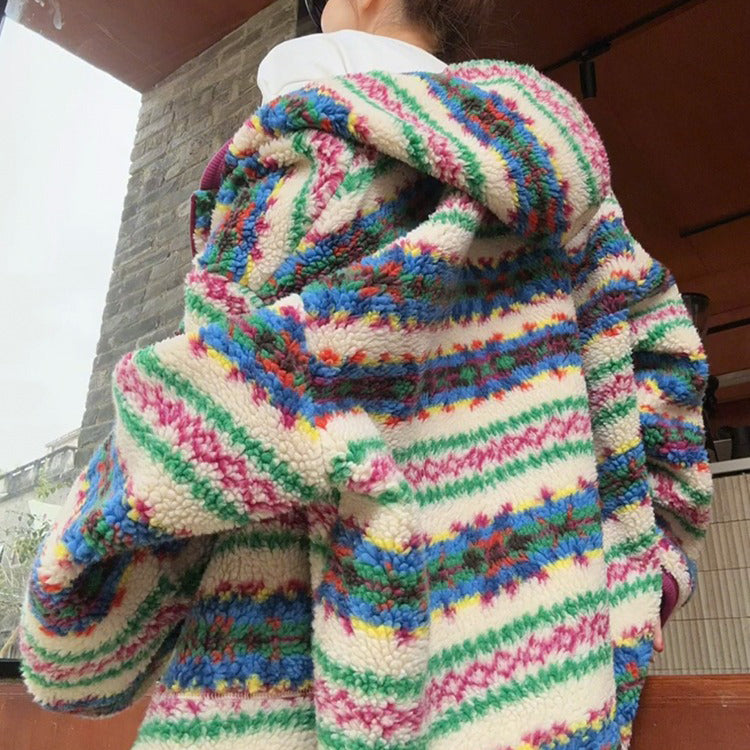 VILZSTUDIOS Stylish multicolor zip-up jacket with oversized sleeves
