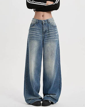 VILZSTUDIOS Y2K faded wash baggy jeans for casual streetwear style